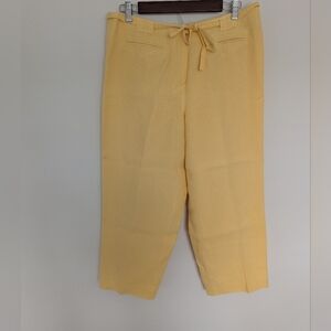 VTG Talbots Irish Linen Butter Yellow Minimalist Classic Crop Style Pants 14
